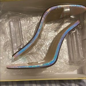 Clear open toe heels